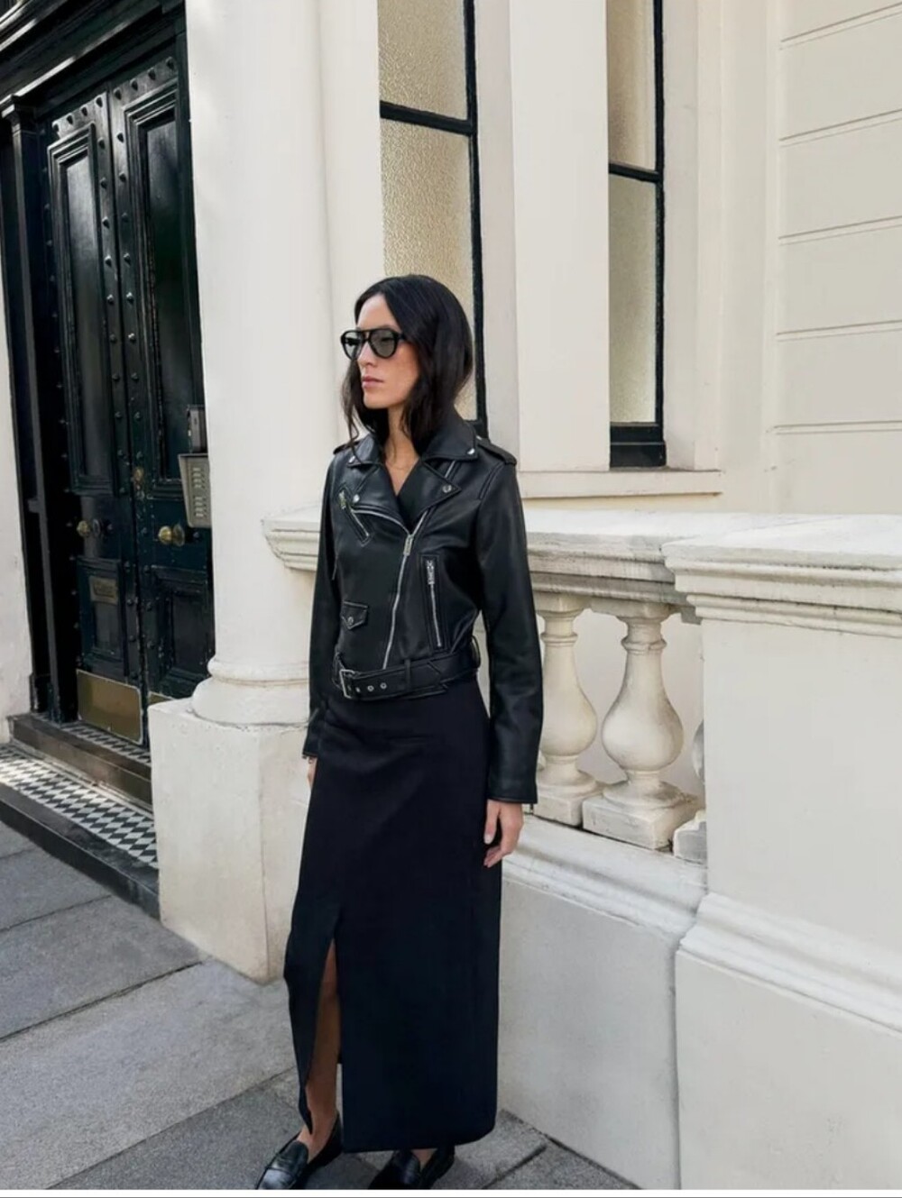 NWOT $80 Zara CROPPED FAUX LEATHER BIKER JACKET Size M